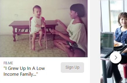 Part of the Champs Realtor Academy carousel ad: an old family photo above the line I Grew Up In A Low Income Family